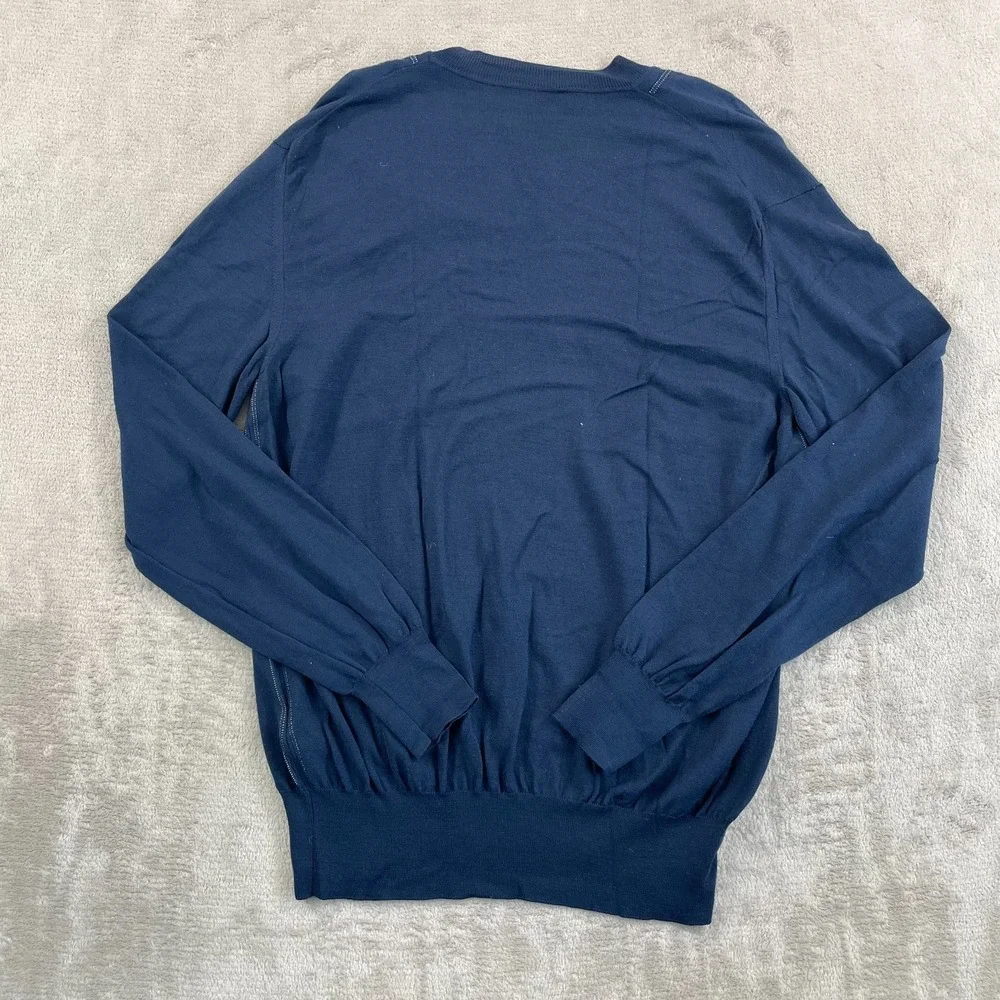 Vilebrequin Collection 100% Merino Wool V Neck Sweater Men Medium Navy Blue $485
